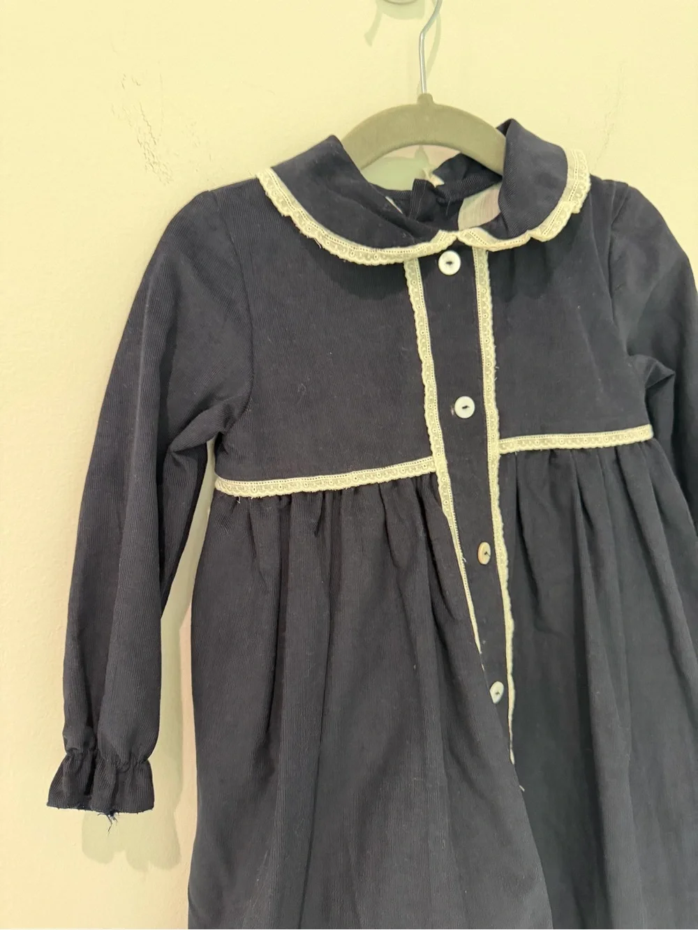 💙 Pepa London Classic Navy Long-Sleeve Girls' Formal Dress with White Trim - Picture 7 of 8